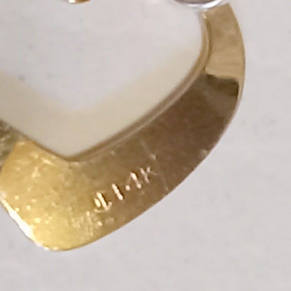 Turquoise ~ 14K YG Vintage Heart and Sterling Silver Earrings - Picture 13 of 14